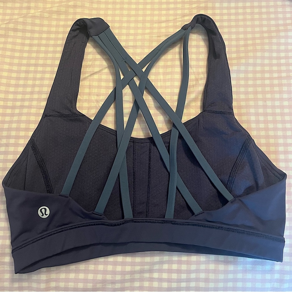 Lululemon Navy Blue and Teal Straps Energy Sports Bra Size 4